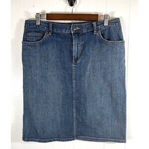 American Living Denim Midi Skirt Size 10 Front and Back Pockets